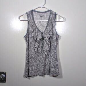 OLD Navy White and Grey Ruffled Sleeveless Top Size: S/P